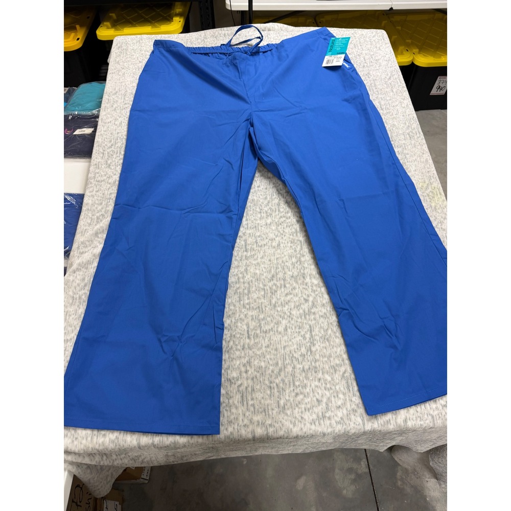 Landau Natural‎ 8335 Flare Scrub Pants Blue Drawstring Waist 3XL NWT